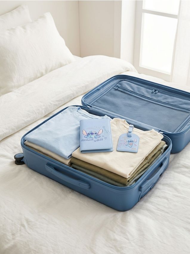 Sinsay - Suport pașaport și etichetă pentru bagaje Lilo & Stitch - light blue