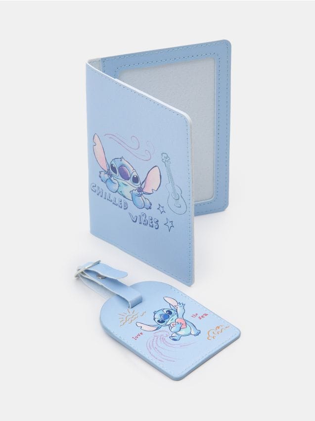 Sinsay - Suport pașaport și etichetă pentru bagaje Lilo & Stitch - light blue