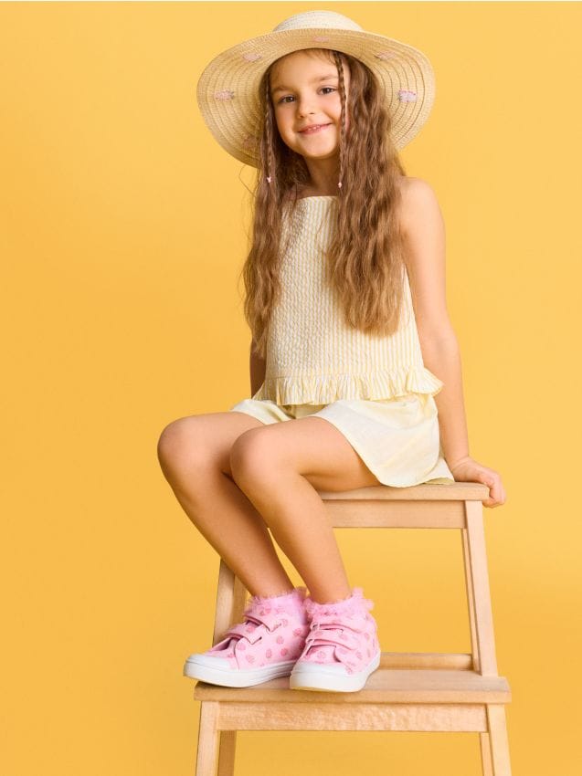 Sinsay - Sneakers din bumbac cu talpă interioară din piele PICIOR SĂNĂTOS - roz-pastel