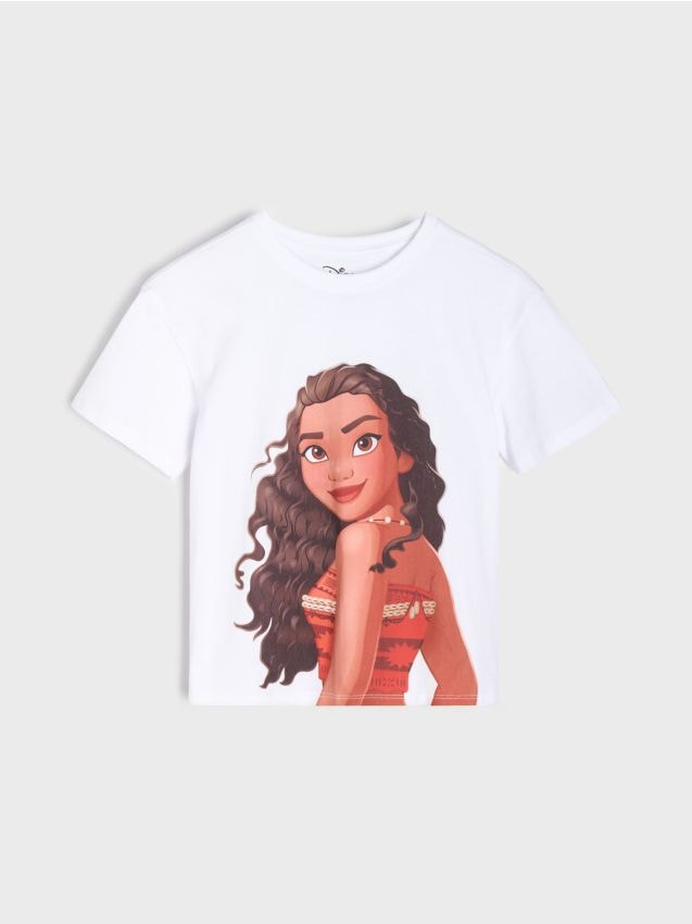 Sinsay - Tricou din bumbac cu imprimeu Vaiana - alb