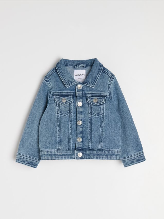 Sinsay - Bawełniana kurtka jeansowa - niebieski