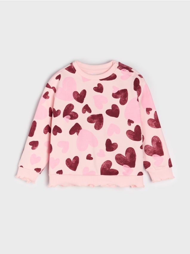 Sinsay - Hanorac cu guler rotund - roz-pastel