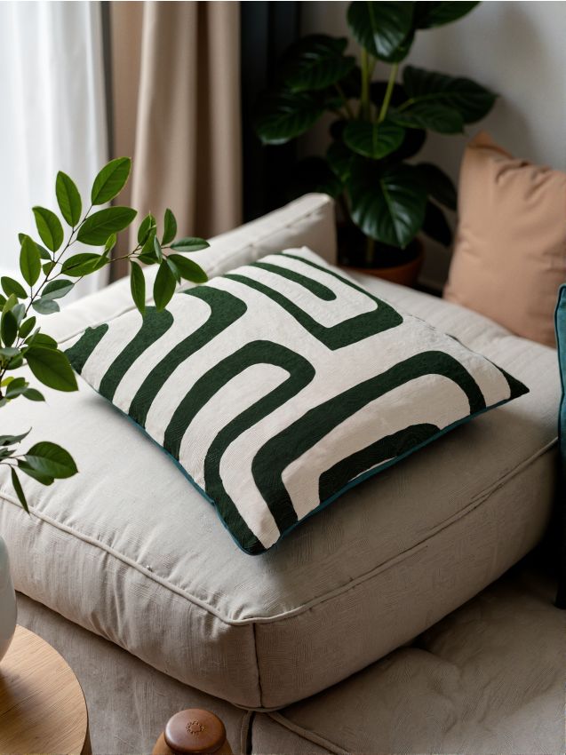 Sinsay - Vankúš s geometrickým vzorom - zelená