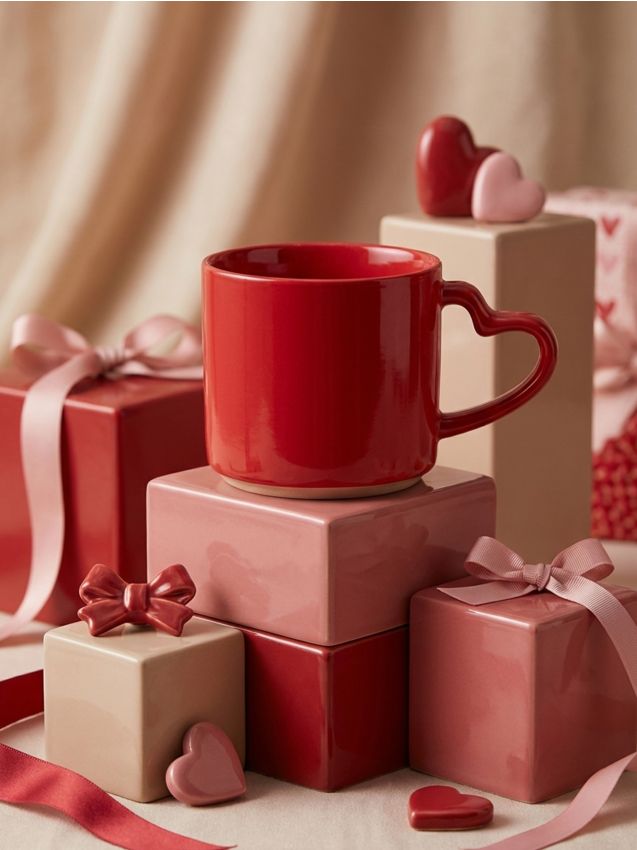 Sinsay - Cană cu mâner în formă de inimă - roșu