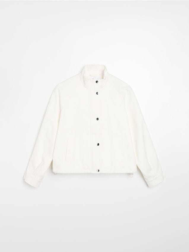 Sinsay - Jachetă bomber cu guler stilt și finisaj twill - alb