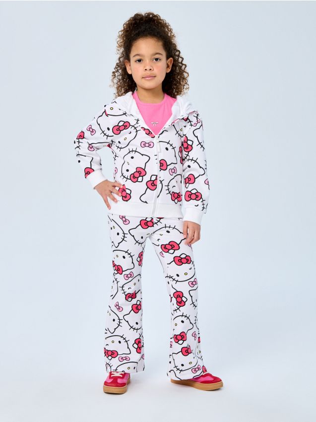 Sinsay - Spodnie flare ze wzorem Hello Kitty - biały