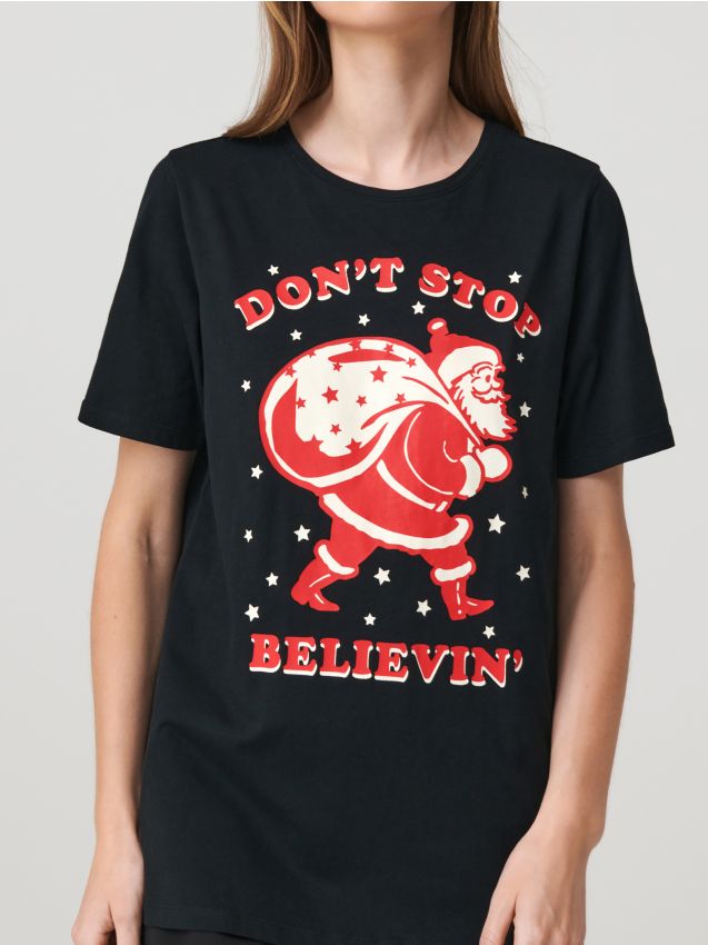 Sinsay - Bavlnená košeľa s potlačou - čierna