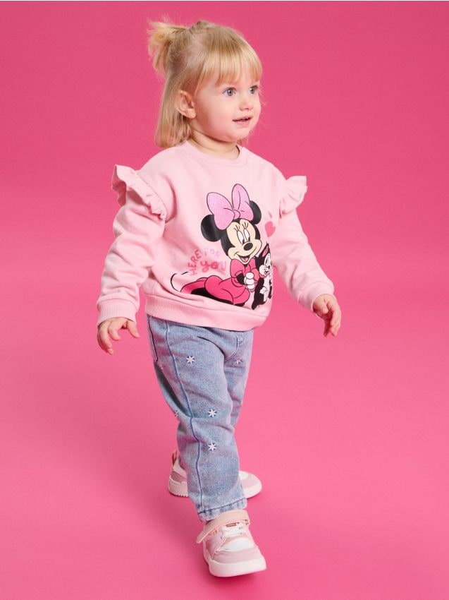 Sinsay - Hanorac crewneck Minnie Mouse - roz-pastel
