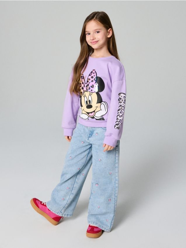 Sinsay - Mikina crewneck Minnie Mouse - levanduľová