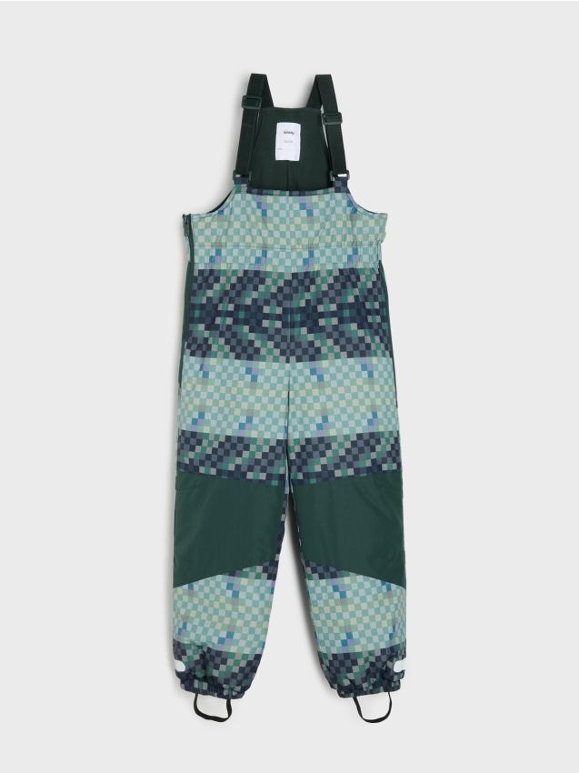 Sinsay - Pantaloni de schi cu bretele și elemente reflectorizante - verde-închis