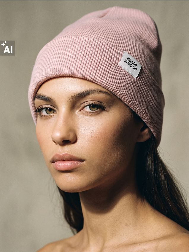 Sinsay - Căciulă beanie cu aplicație cusută - roz-pastel