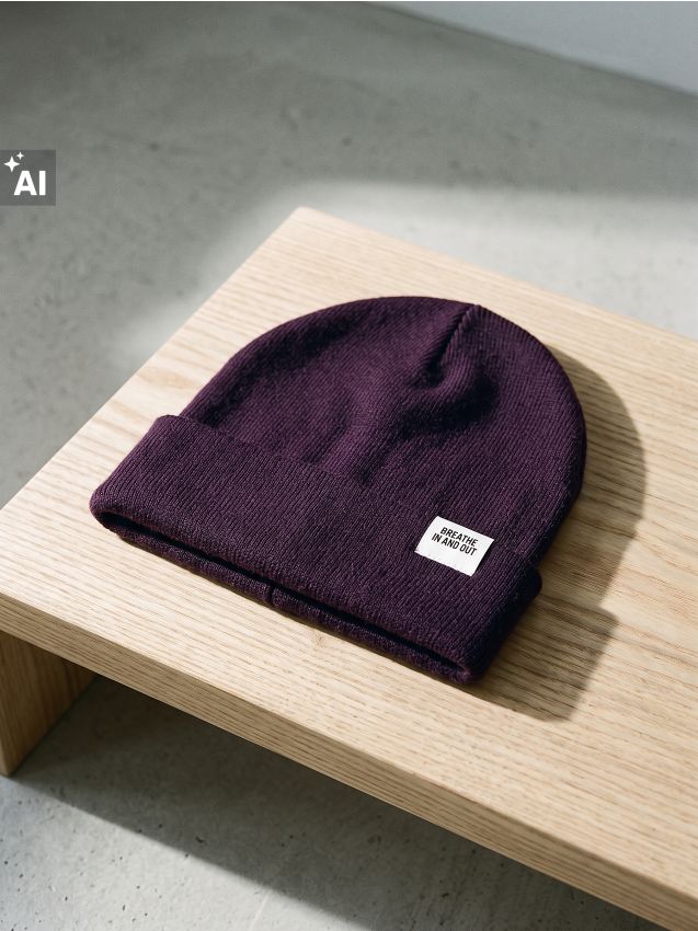Sinsay - Căciulă beanie cu aplicație cusută - violet-închis