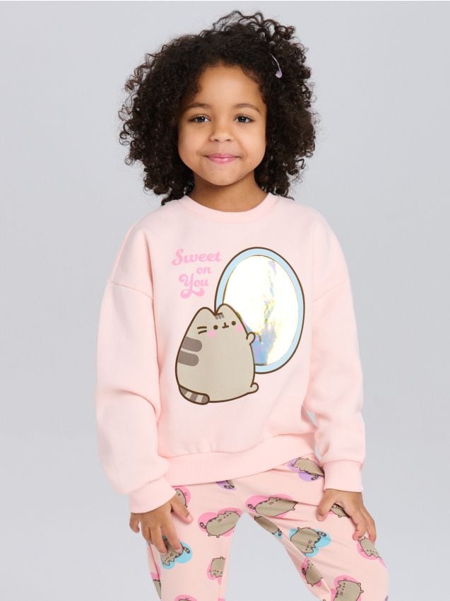 Sinsay - Bluză crewneck cu imprimeu Pusheen the Cat - roz-pastel
