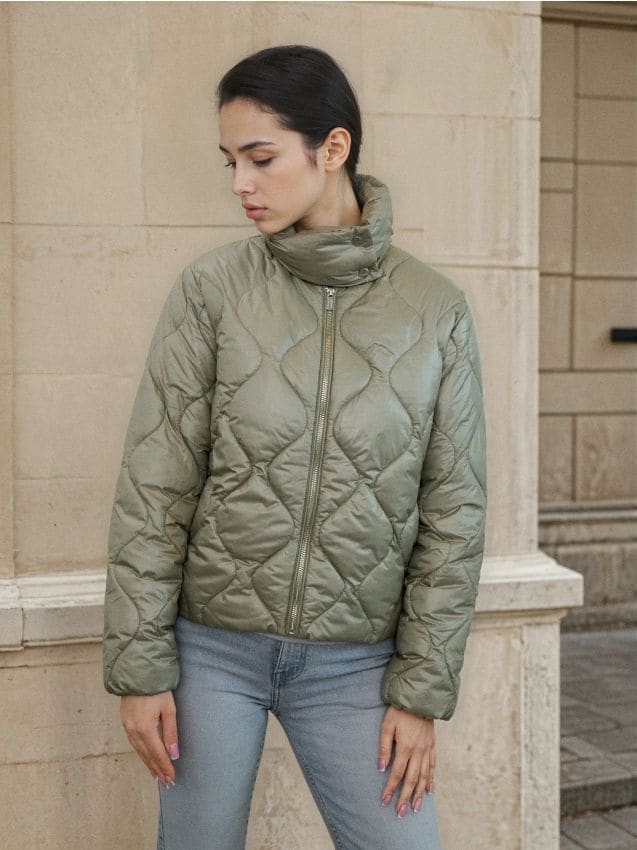 Sinsay - Geacă matlasată cu guler înalt - verde-aprins