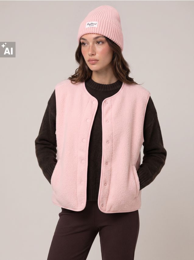 Sinsay - Căciulă Beanie cu Vâscoză - roz-pastel