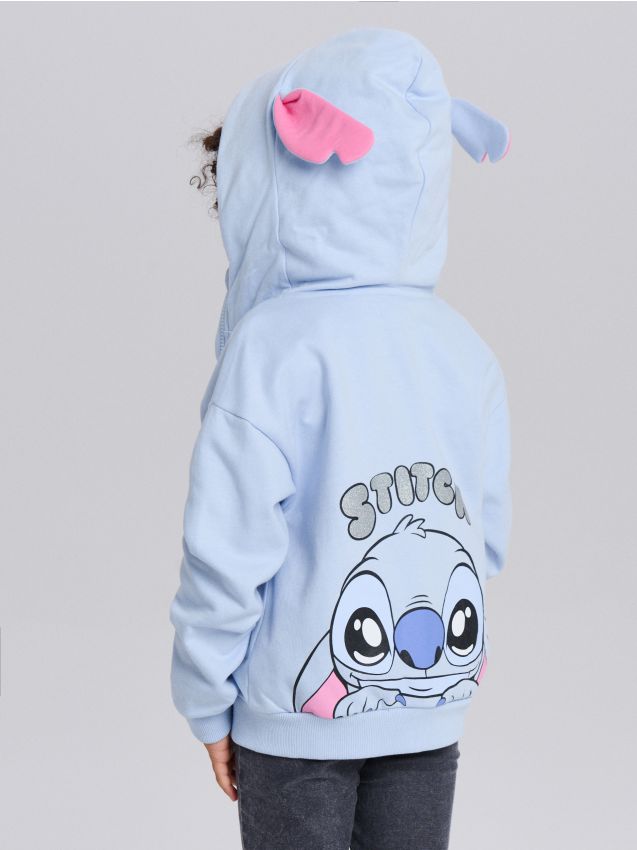 Sinsay - Hanorac cu glugă și fermoar Lilo & Stitch - light blue