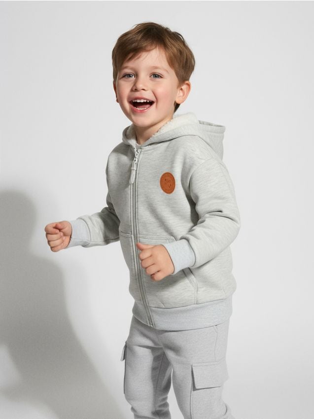 Sinsay - Teplejšia mikina s kapucňou - svetlošedá