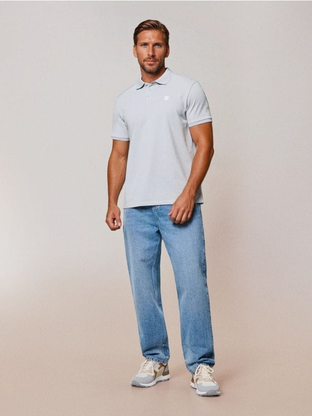 Sinsay - Bawełniane polo z haftem - zielony