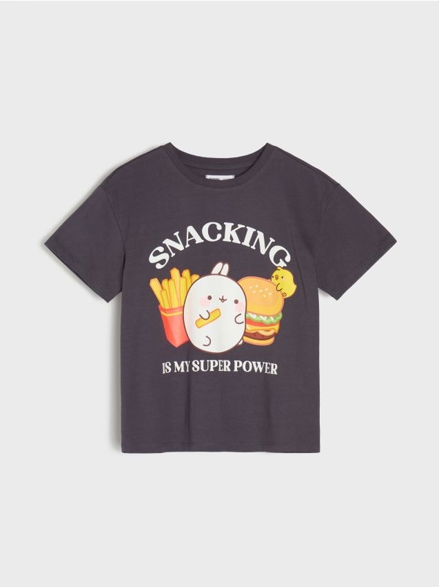 Sinsay - Tricou din bumbac cu imprimeu Molang - gri-închis