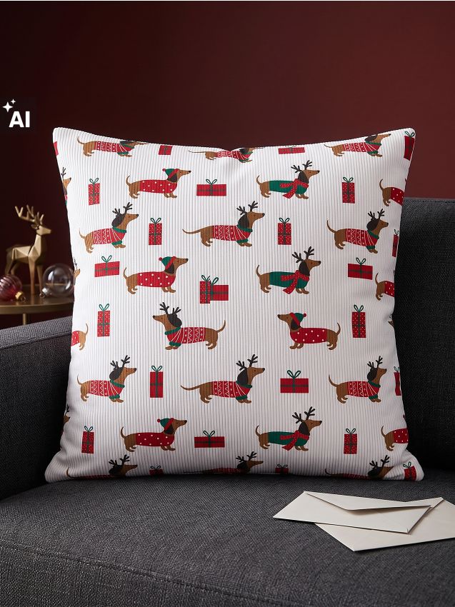 Sinsay - Față de pernă decorativă de Crăciun cu model de teckeli - multicolor
