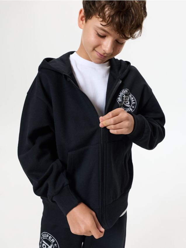 Top da jogging con zip e cappuccio Dragon Ball - nero
