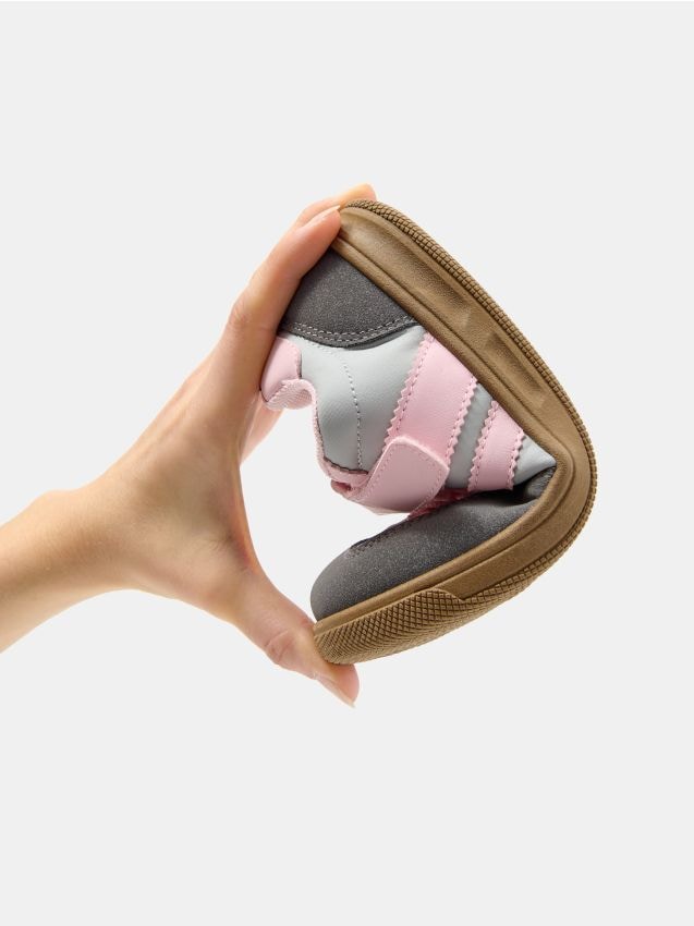 Sinsay - Sneakers barefoot din imitație de piele cu branț din piele - gri-neutru