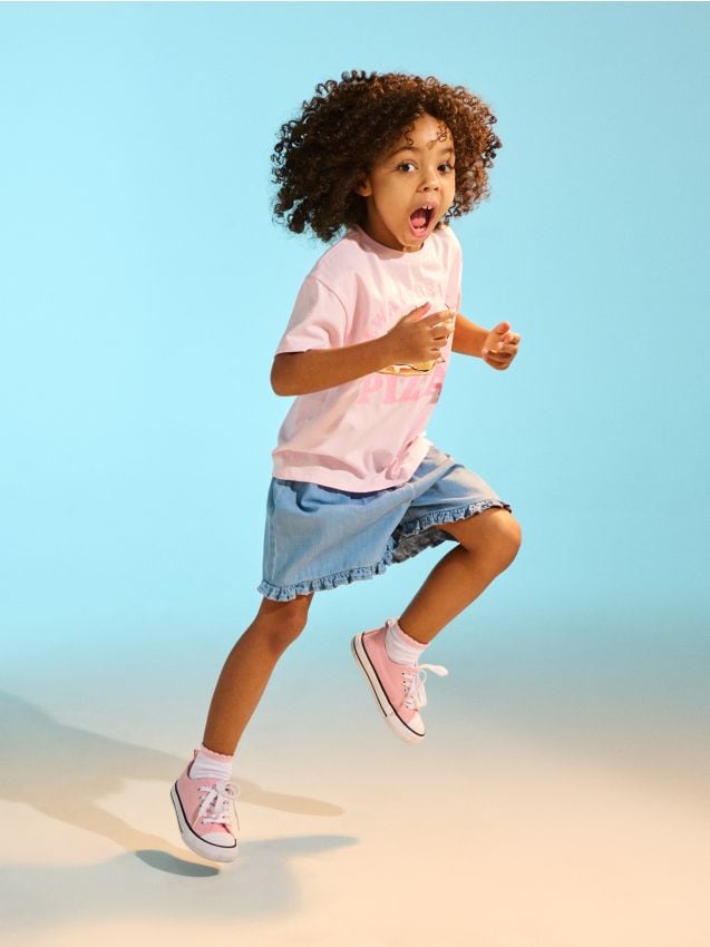 Sinsay - Tricou din bumbac cu imprimeu de pisică - roz-pastel