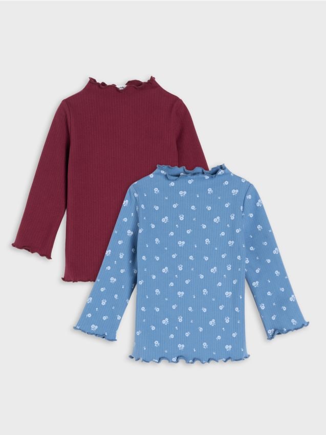 Sinsay - Tricouri cu motiv floral 2 pack - bordo