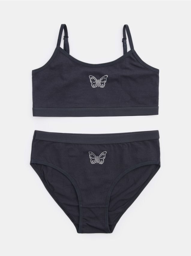 Sinsay - Set de lenjerie intimă din bumbac: top și chiloți cu motiv fluture - multicolor
