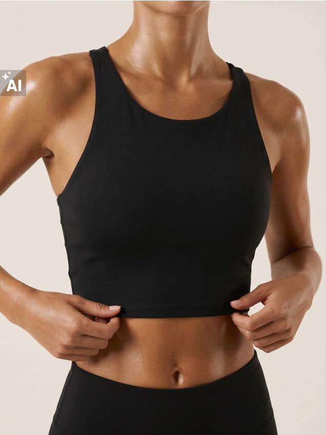 Sinsay - Top sport cu bretele Active - negru