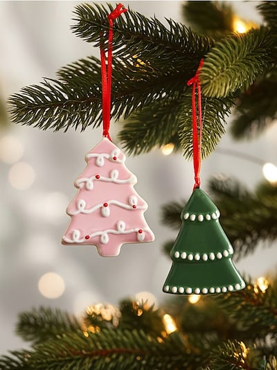 Božićni ukrasi u obliku jelki 2 komada