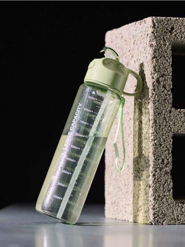 Sinsay - Sticlă de apă cu mâner și pai - verde