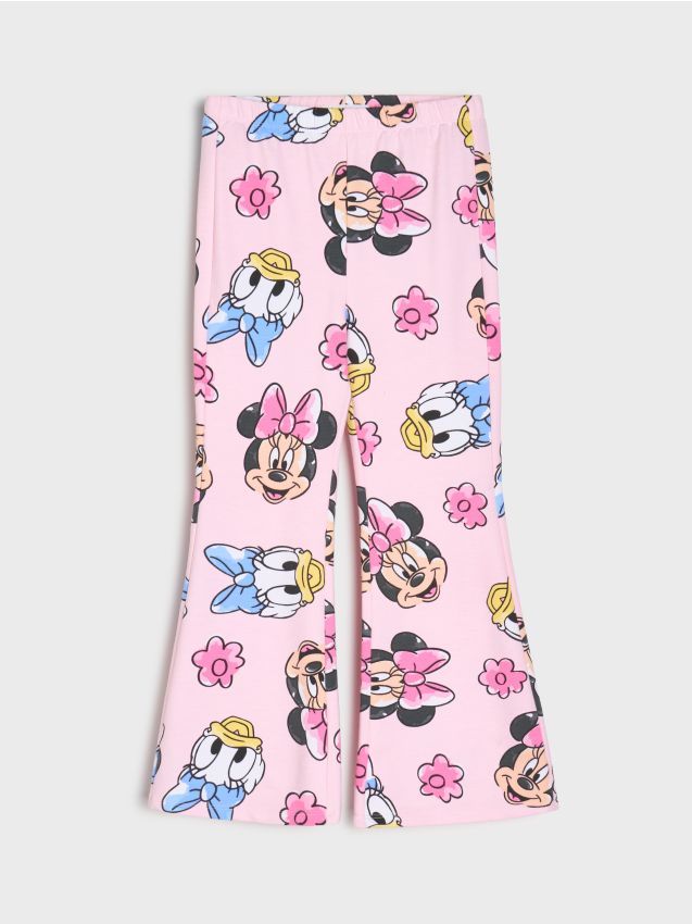 Sinsay - Spodnie flare ze wzorem Minnie and Daisy - różowy