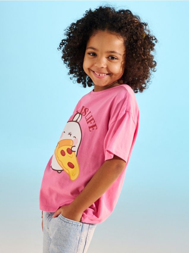 Sinsay - Tricou din bumbac cu imprimeu Molang - roz