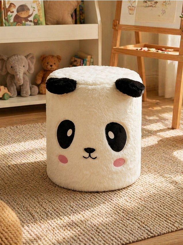 Sinsay - Puf din pluș cu motiv panda - alb