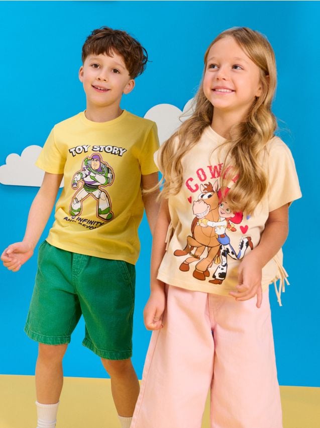 Sinsay - Tricou din bumbac cu imprimeu Toy Story - roz-pastel