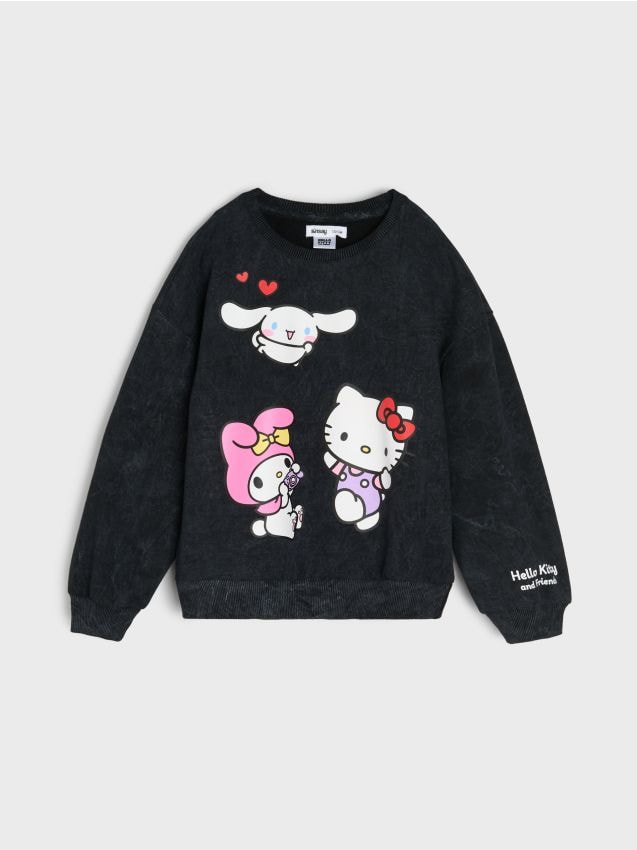 Sinsay - Mikina crewneck Hello Kitty - čierna