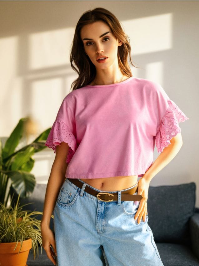 Bluse mit Spitzendetails - SINSAY