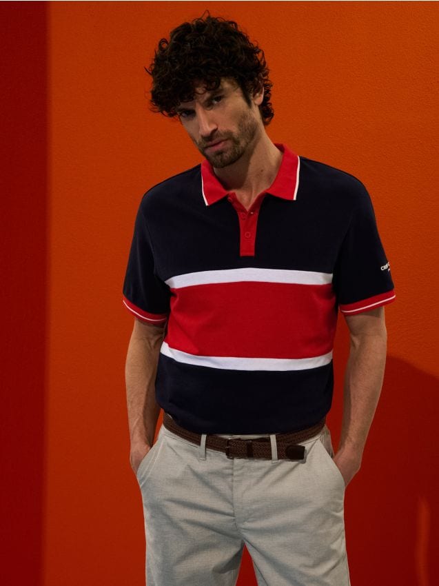 Sinsay - Polo din bumbac - bleumarin