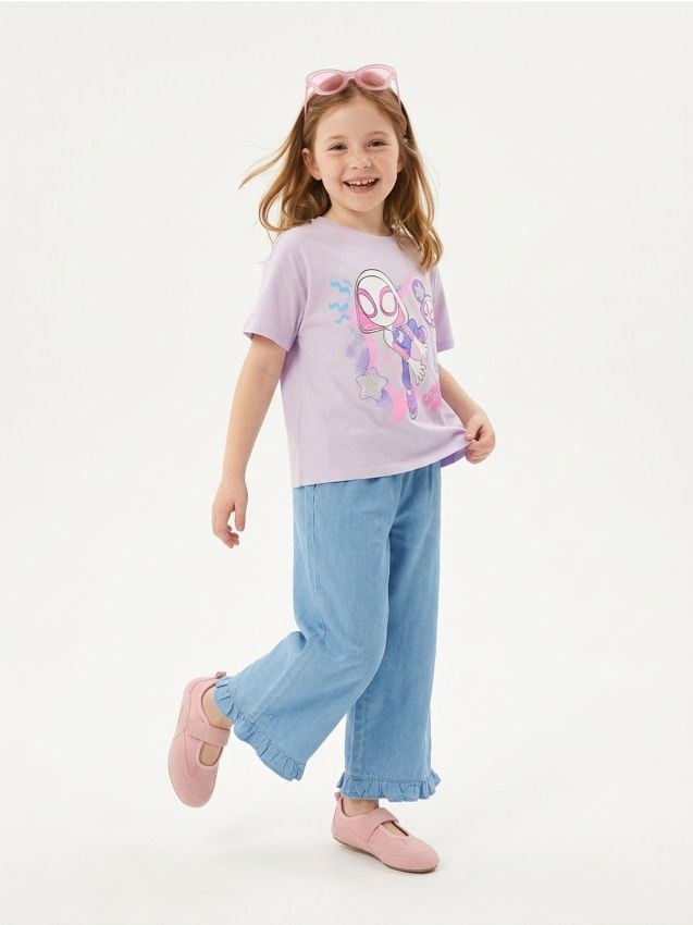 Sinsay - Tricou din bumbac cu imprimeu Ghost-Spider - lavand