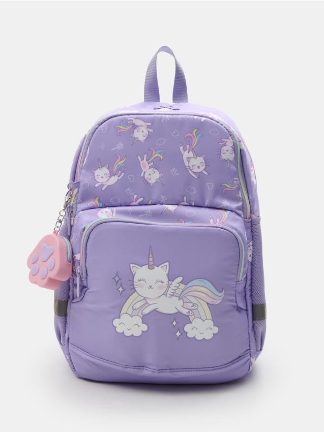 Sinsay - Rucsac cu motiv unicorn cu breloc portofel - lavand