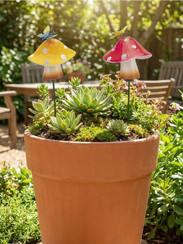 Sinsay - Set de decorațiuni pentru ghivece în formă de ciuperci 2 pack - multicolor