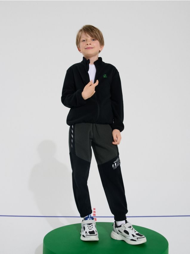 Sinsay - Fleece nohavice Active - tmavosivá