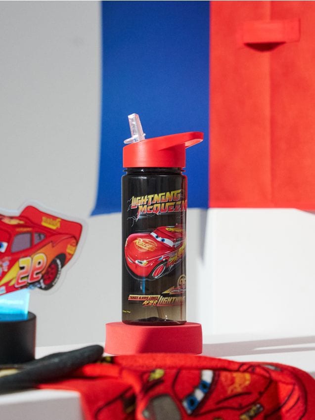 Sinsay - Sticlă de apă cu mâner și pai Cars - multicolor