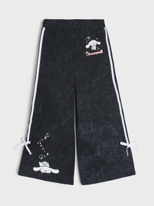 Sinsay - Spodnie wide leg z efektem sprania Cinnamoroll - szary