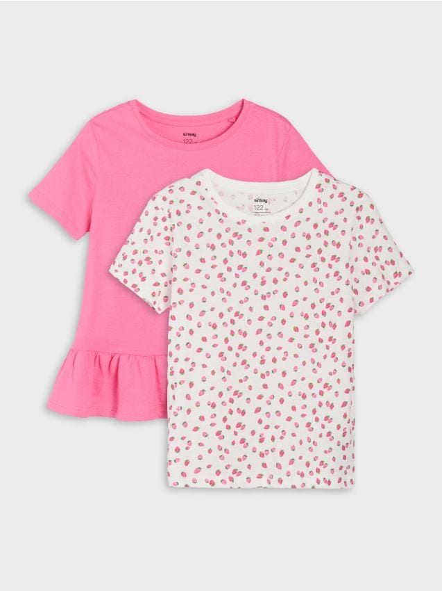 Sinsay - Tricouri din bumbac cu motiv de căpșuni 2 pack - multicolor