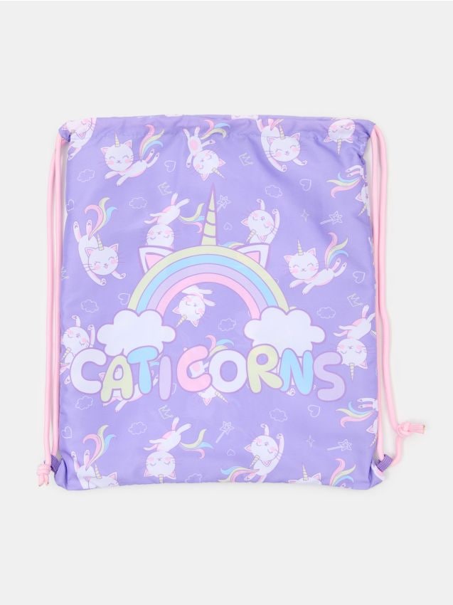 Sinsay - Rucsac tip sac cu motiv caticorn - lavand