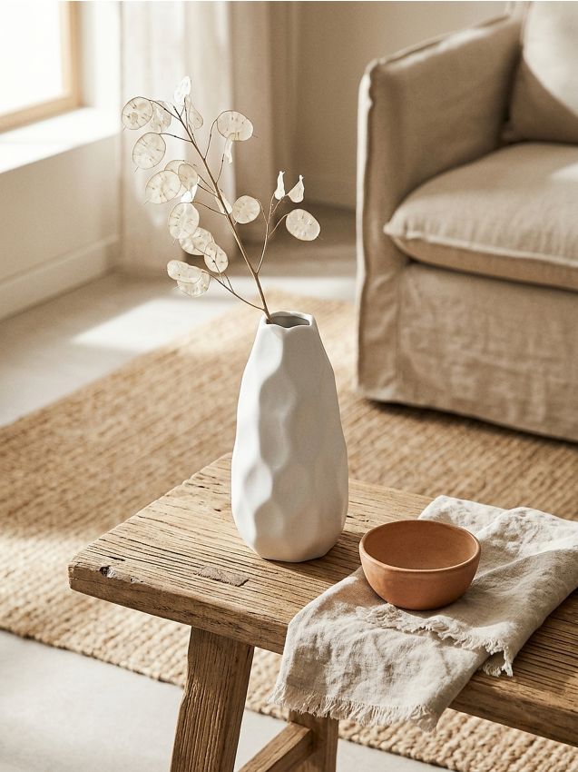 Sinsay - Vază ceramică cu model în relief - alb
