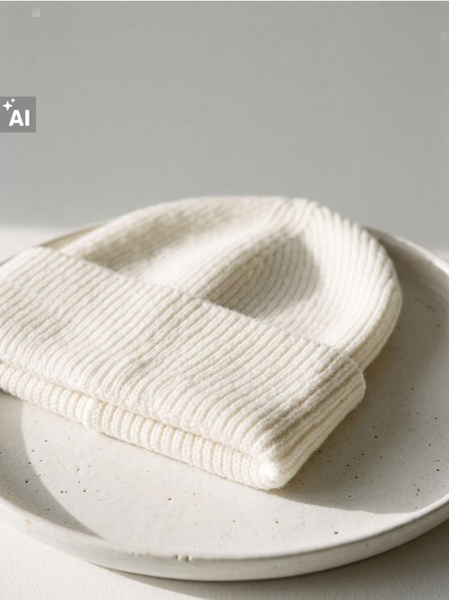Sinsay - Căciulă din tricot striat - crem