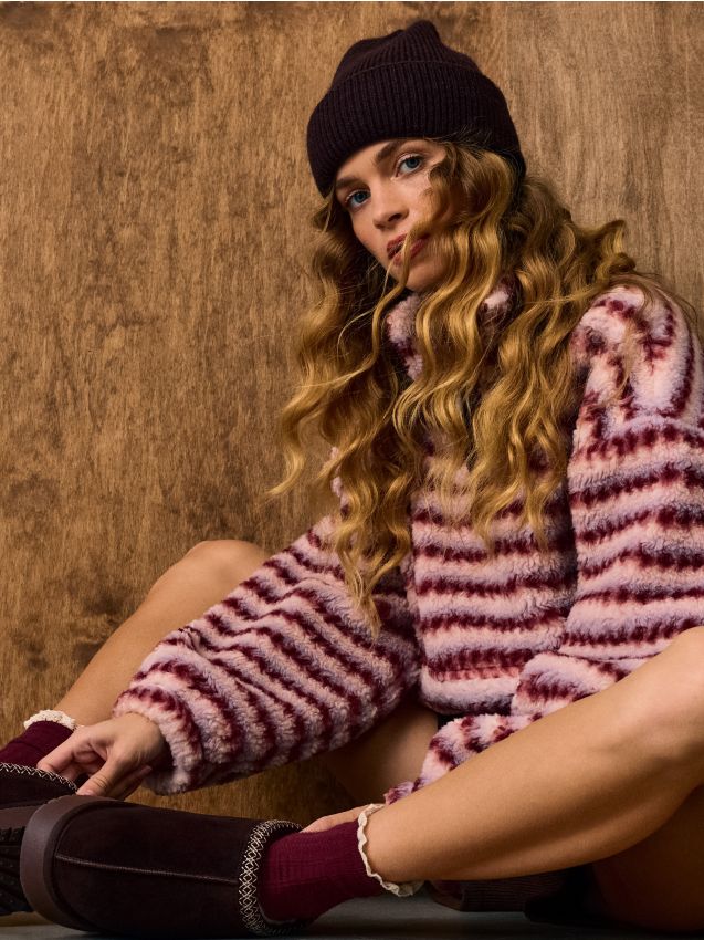 Sinsay - Căciulă din tricot striat - maro-închis